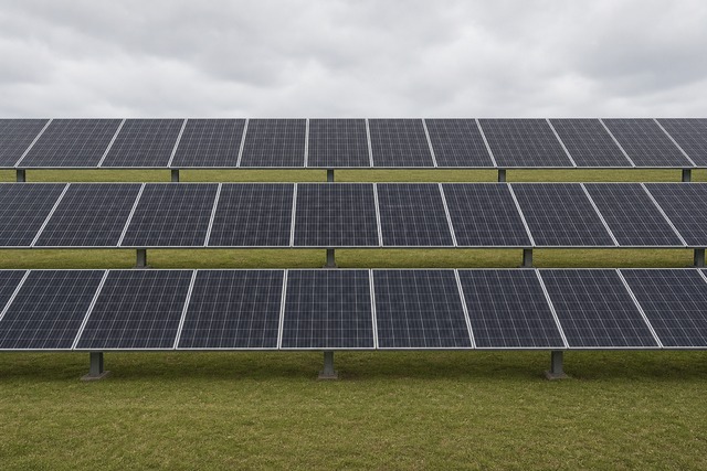 原村の太陽光発電所で除草を完了した後のパネル下